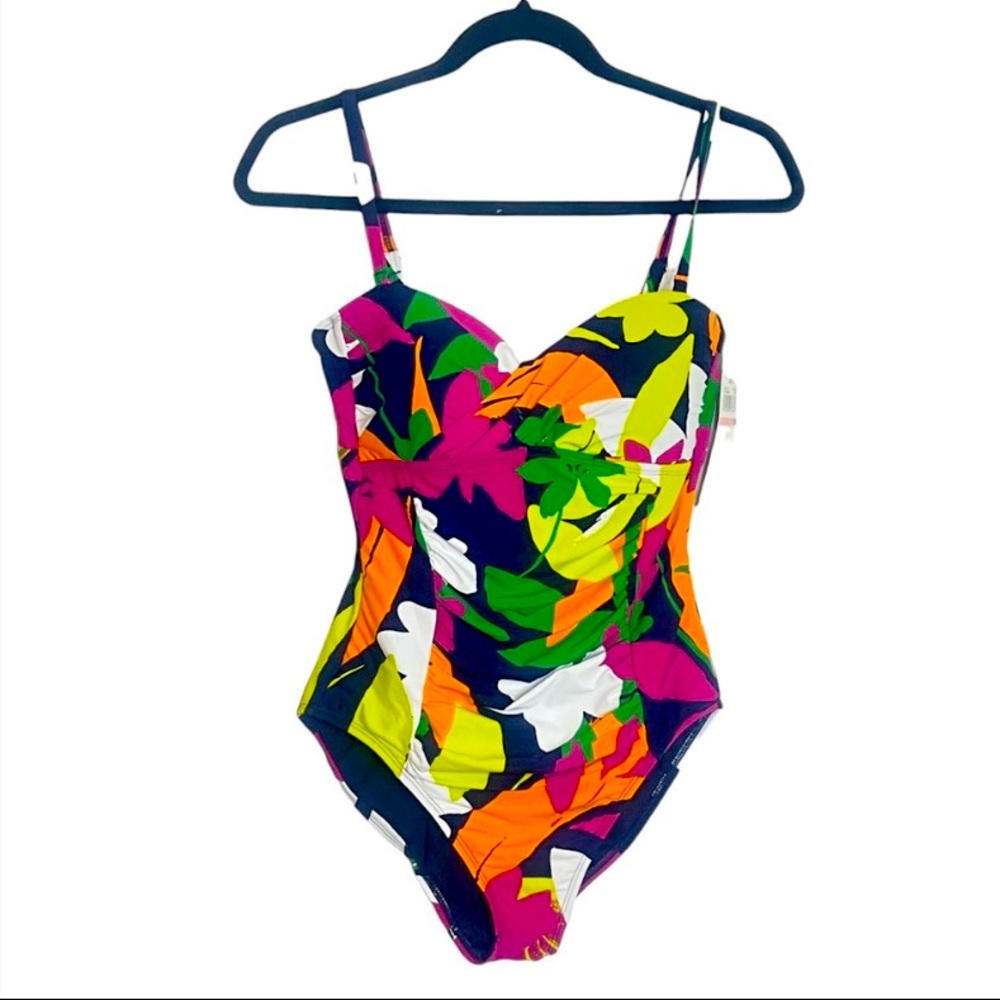 Ann Cole Signature Tropical Floral Onepiece NWT 658